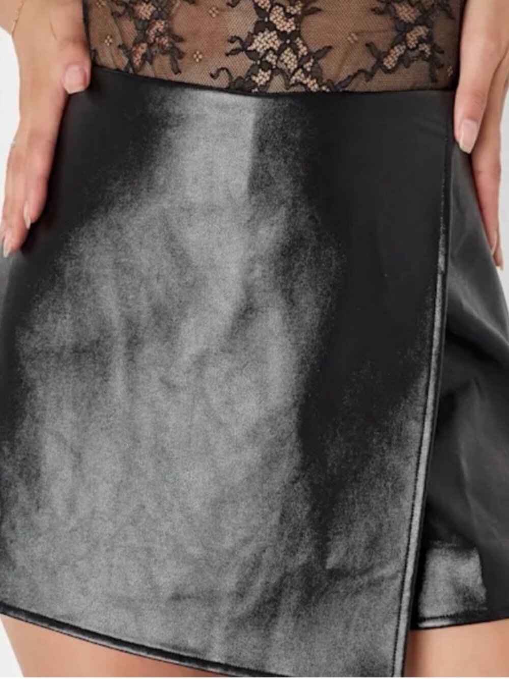 Lulu's Unforgettable Muse Black Vegan Leather Skort